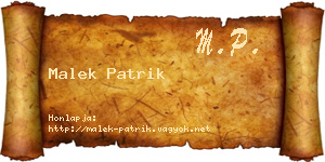 Malek Patrik névjegykártya